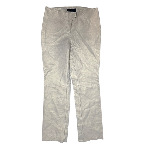 pants EXPRESS leather S iridescent pearl straight leg mid rise neutral elegant - Picture 4 of 17